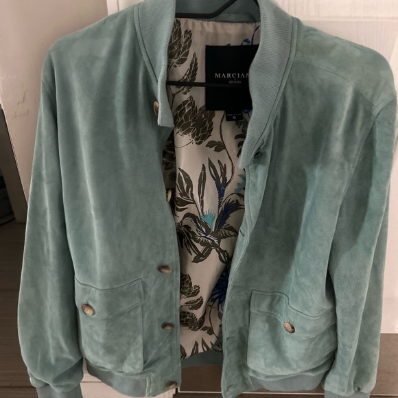 Marciano Real Suede Bomber in Washed Island Blue